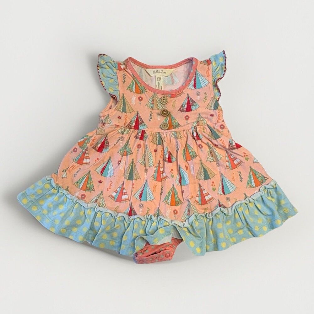 Matilda Jane Sz 12 18 M Happy Camper Tent TeePee Bubble Dress